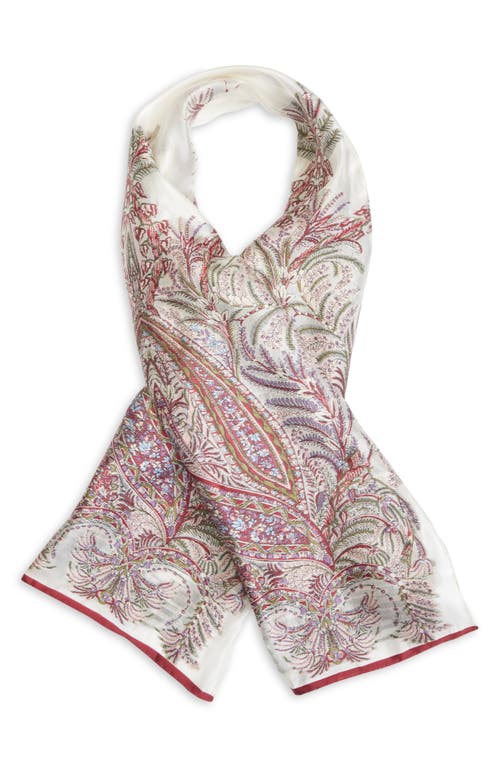 Etro Tosca Paisley Silk Blend Scarf In White