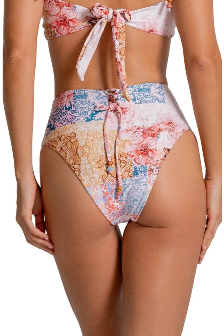 High Waist Bikini Bottoms, Alternate, color, ORANGE/BLUE MULTI