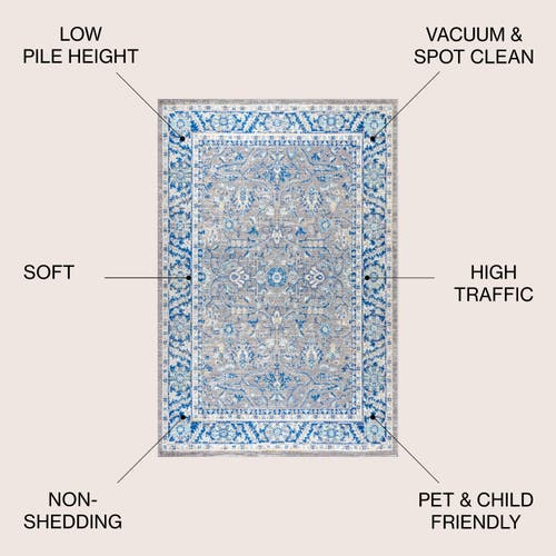 Jonathan Y Modern Persian Boho Vintage Area Rug In Gray/navy