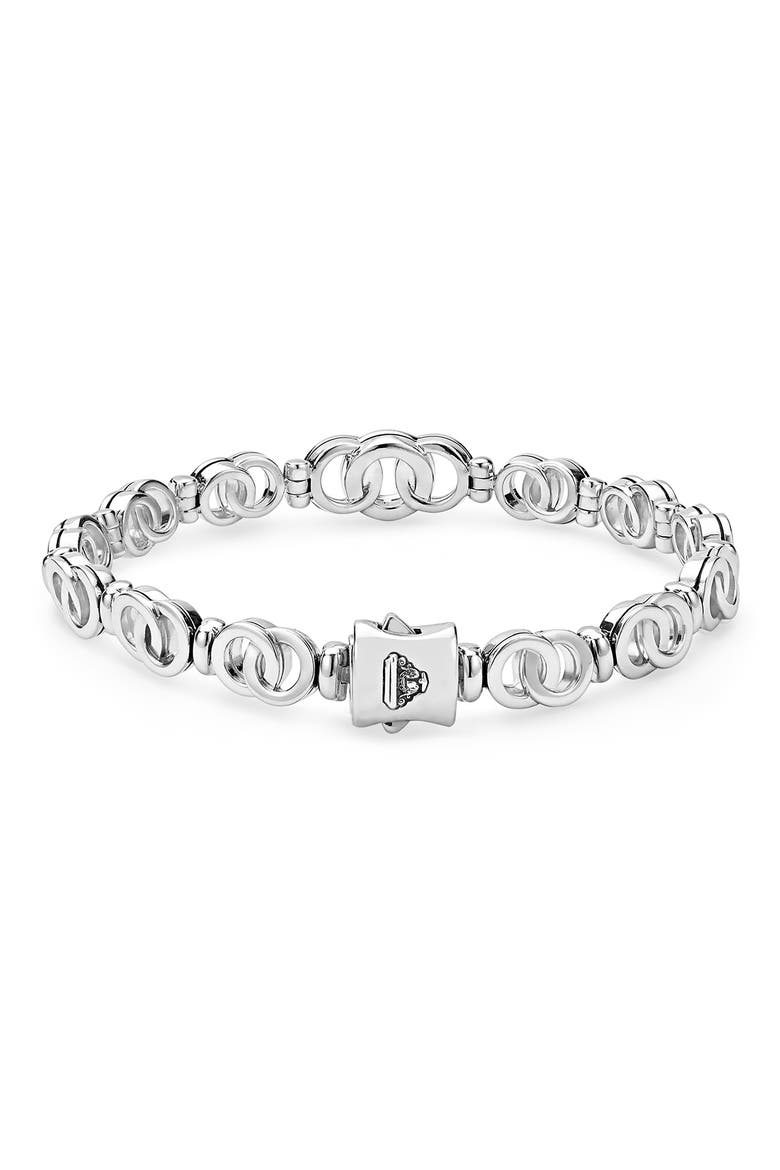Signature Caviar Interlocking Diamond Taper Link Bracelet, Alternate, color, SILVER
