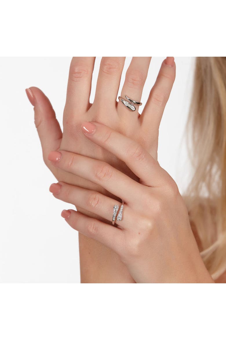 Skinny Drip Cross Over Ring, Alternate, color, Sterling Silver