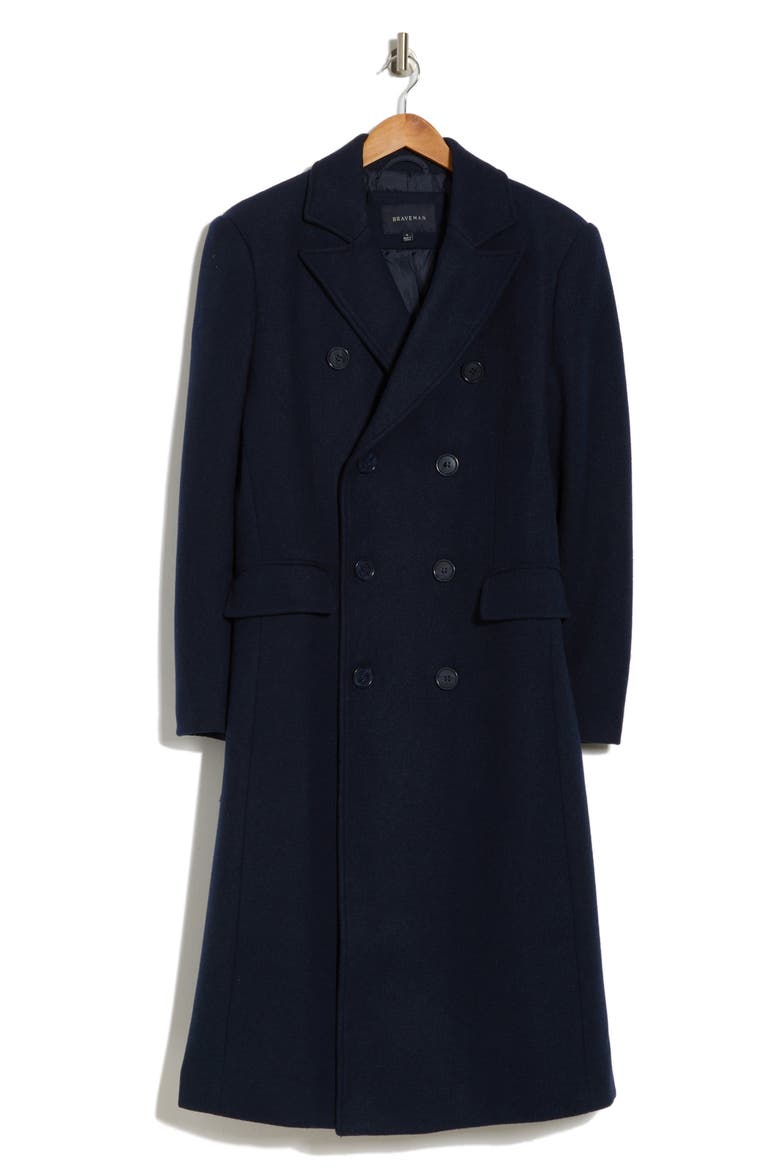 Double Breasted Coat, Alternate, color, NAVY