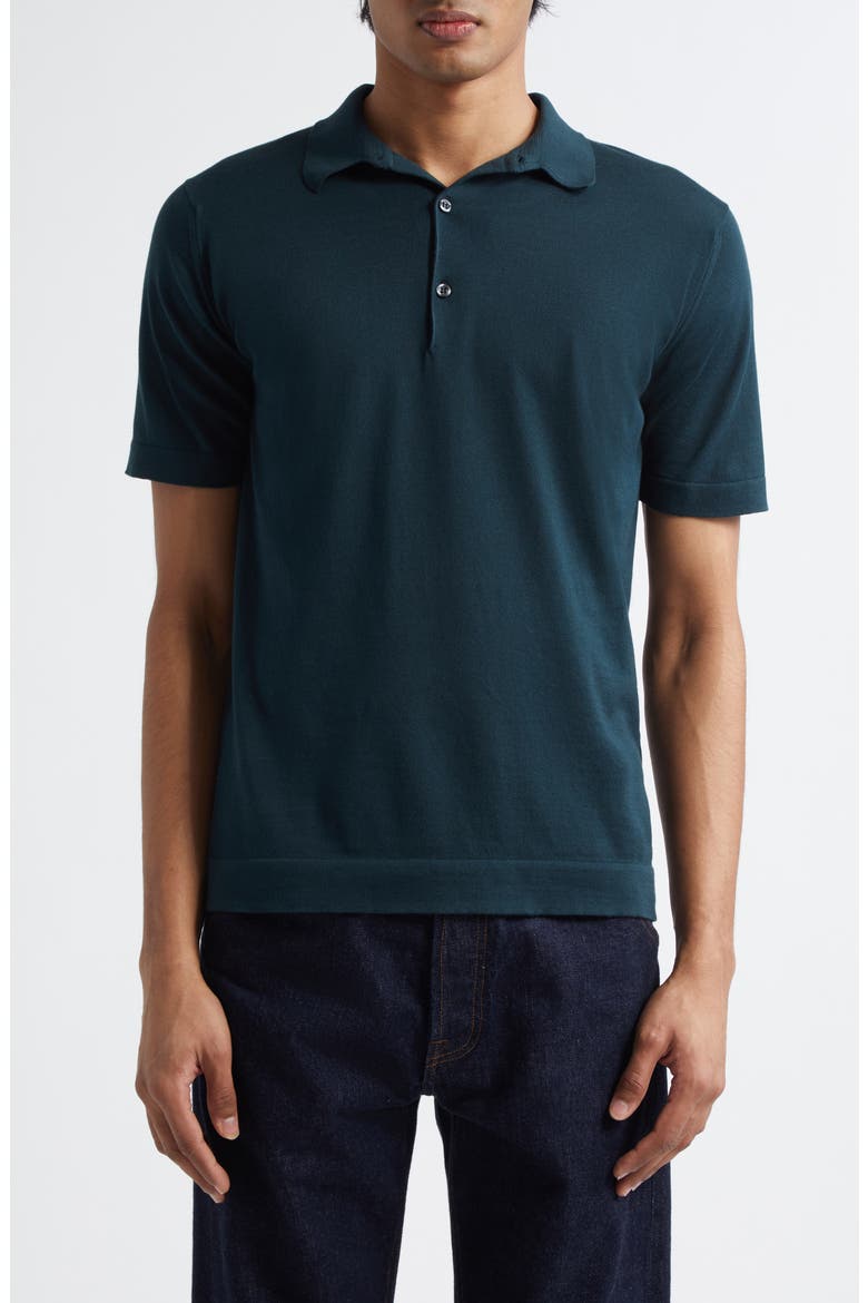 Mycroft Cotton Polo Sweater, Main, color, RAINFOREST