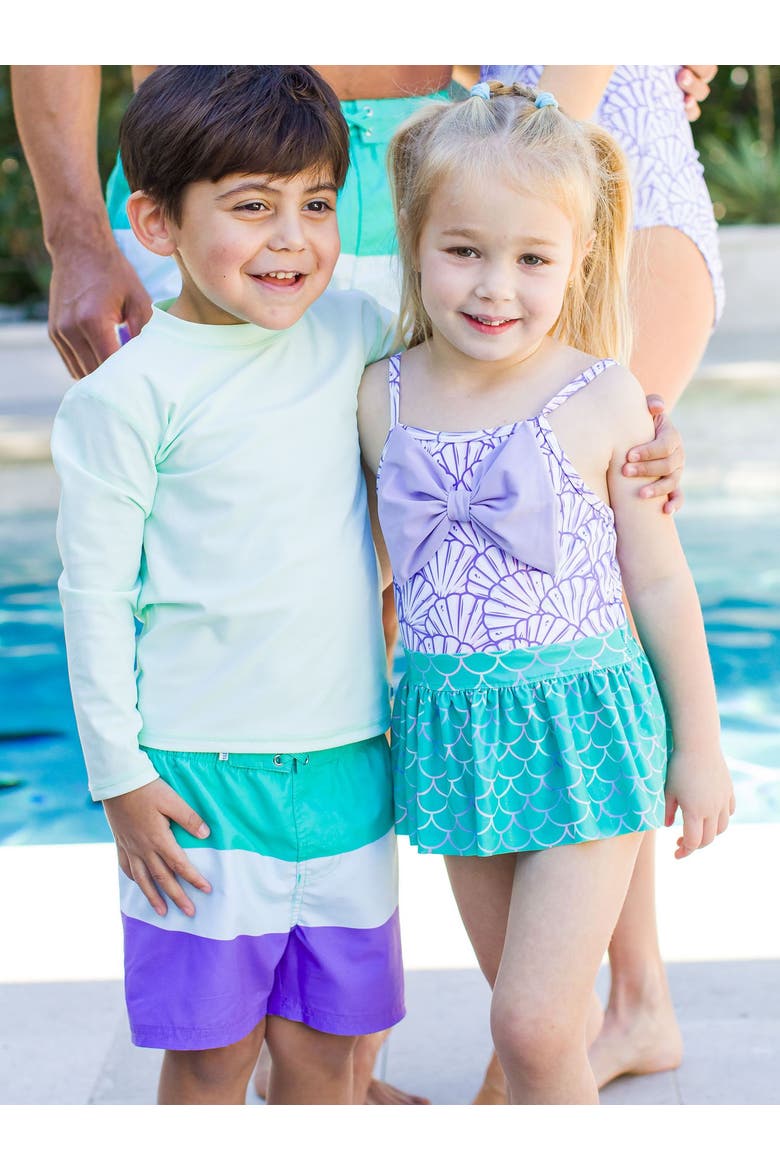 Toddler Girls Upf50+ Big Bow Skirted One Piece, Alternate, color, Magical Mermaid