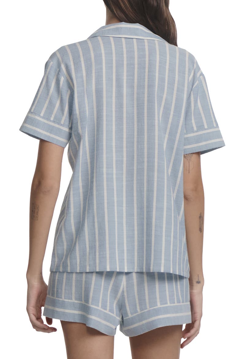 Nautico Stripe Short Sleeve Shirt & Shorts Pajamas, Alternate, color, CLASSIC STRIPE SLATE BLUE/IVOR