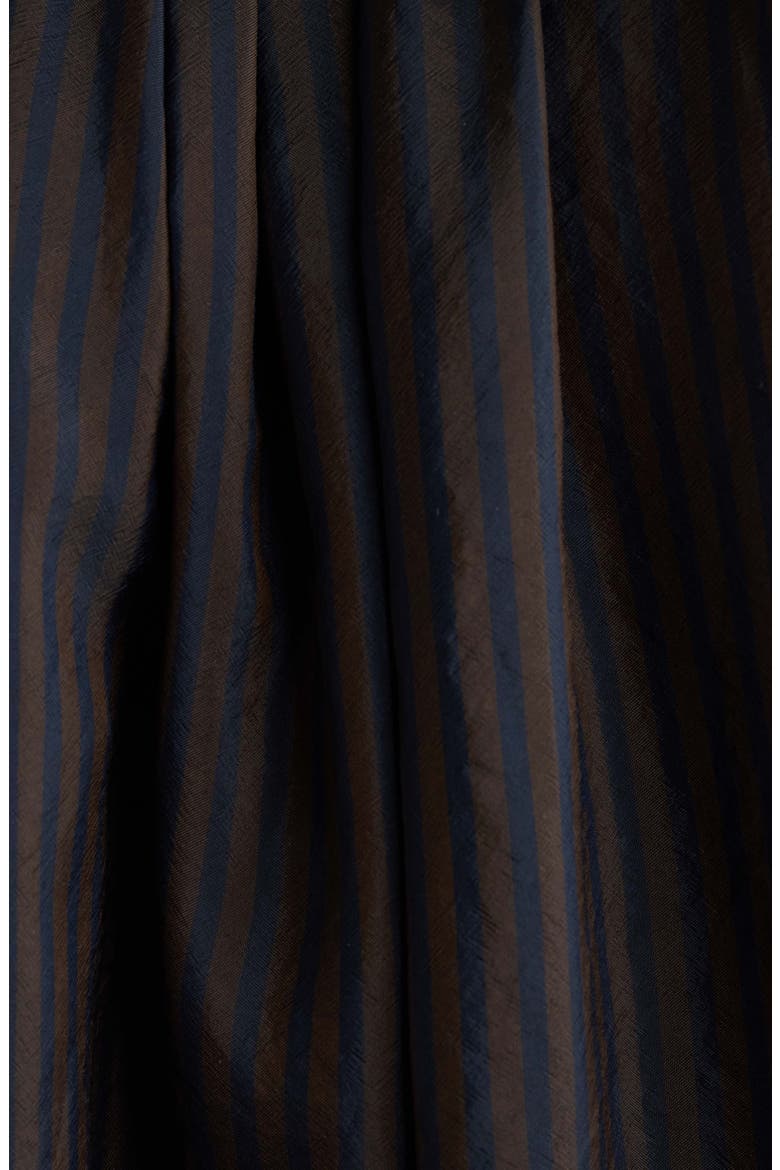 Cenvy Stripe Cupro Button-Up Shirt, Alternate, color, DARK BROWN