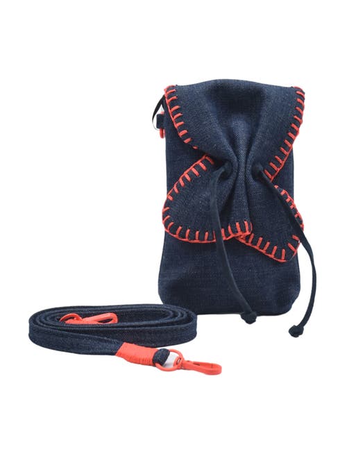 Carlos Falchi Cell Phone Butterly Suede Leather Bag In Blue