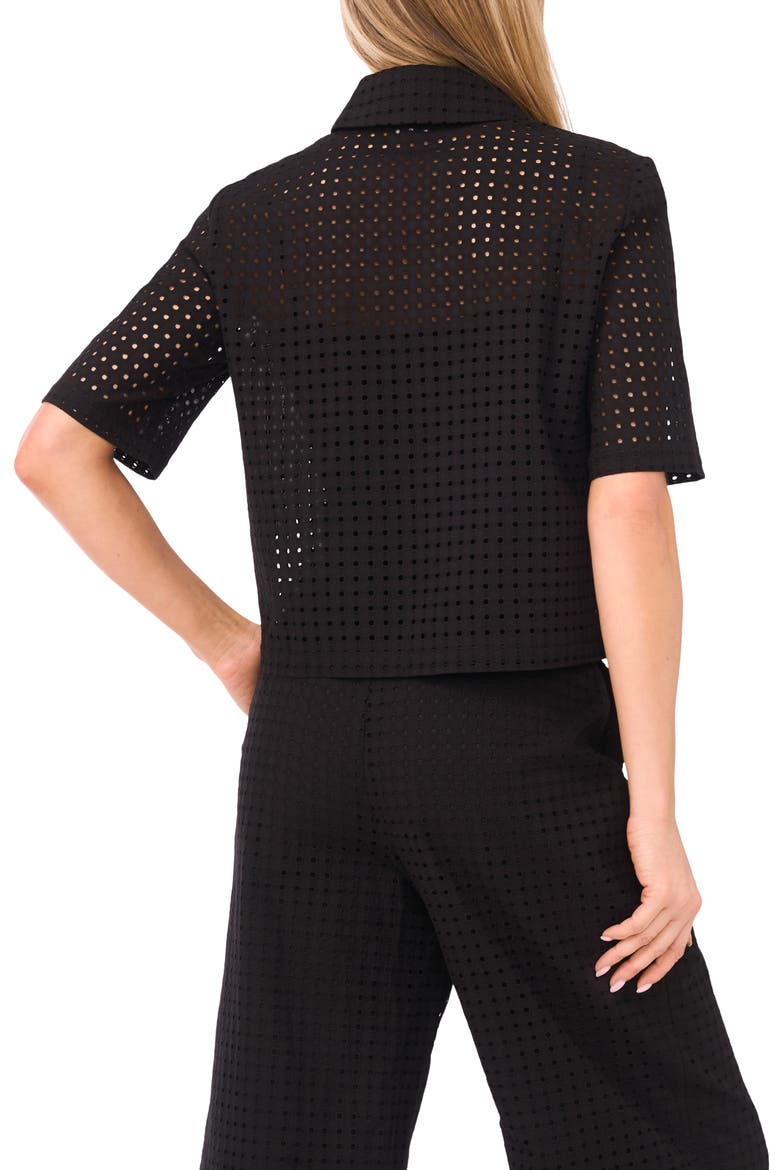 Eyelet Embroidery Woven Shirt, Alternate, color, RICH BLACK