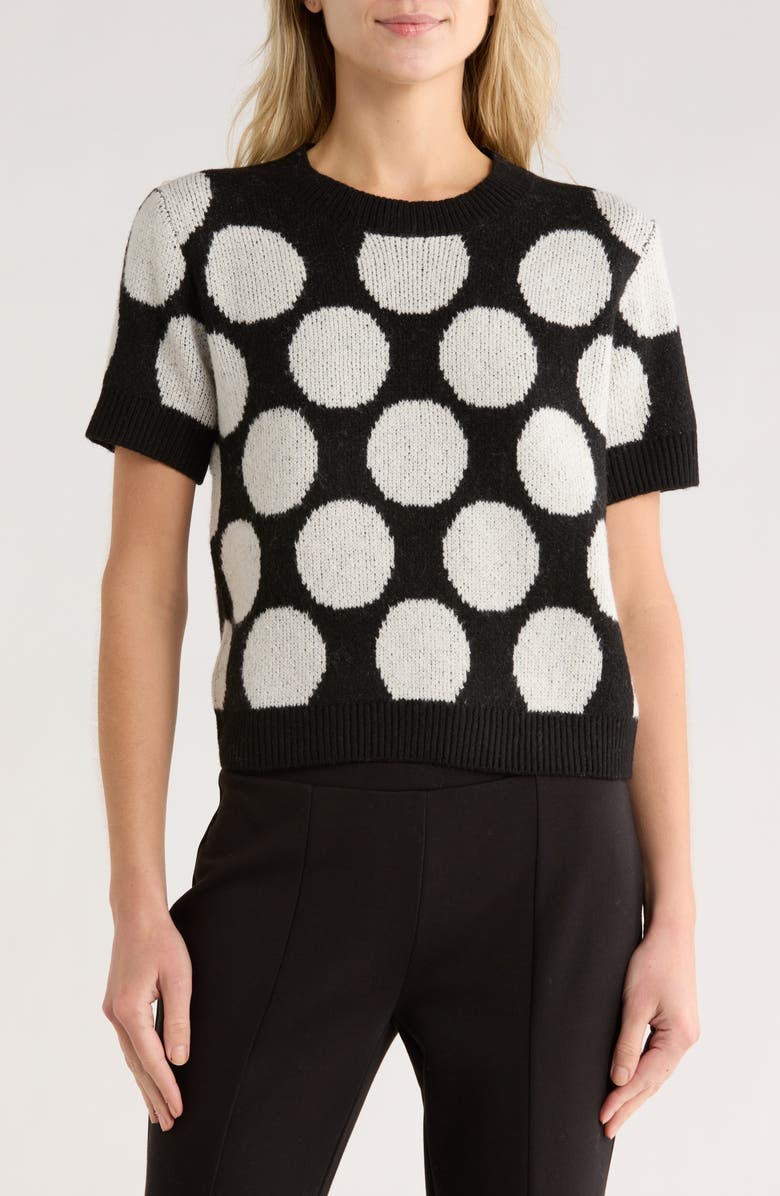 JASON WU Fuzzy Polka Dot Sweater, Main, color, Black/ Ivory