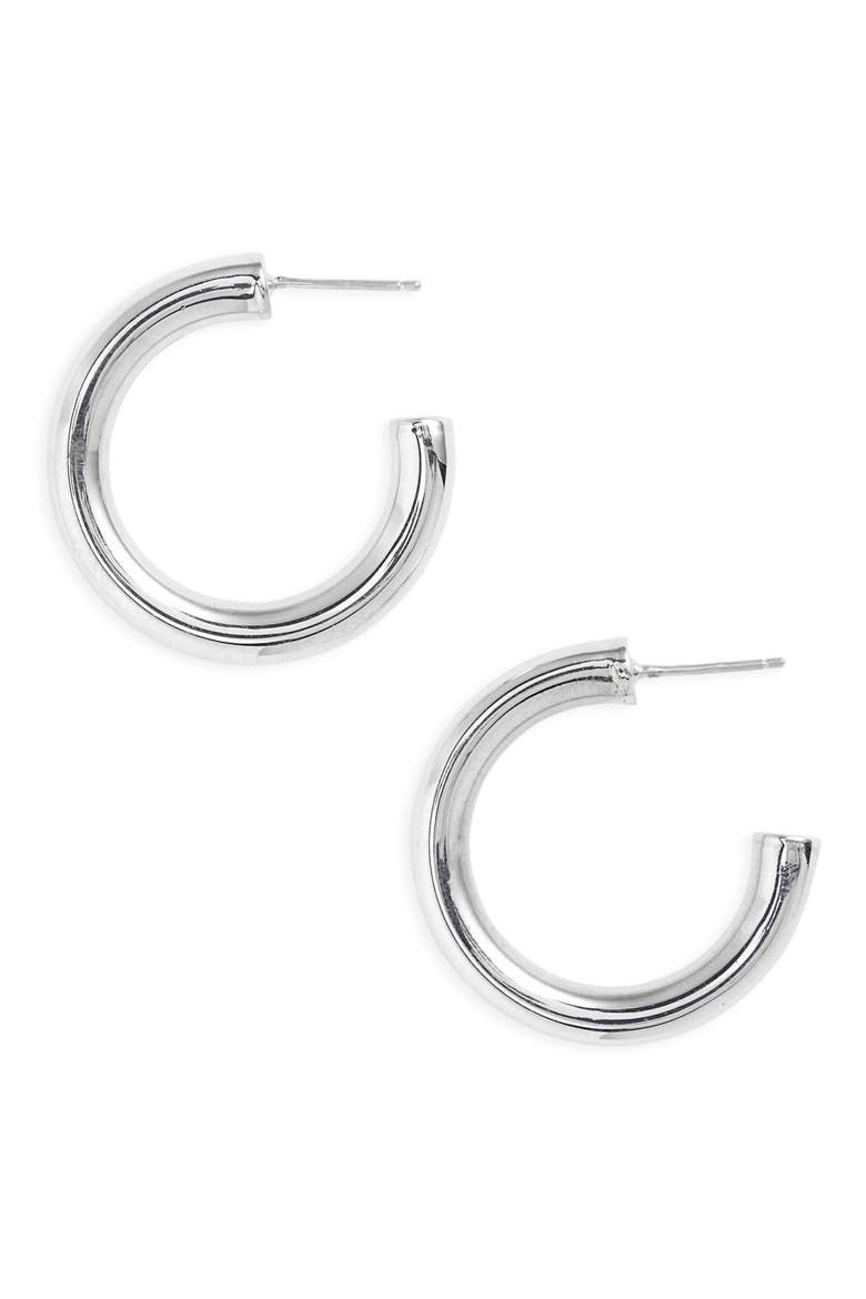 Small Everyday Hoop Earrings, Main, color, SILVER