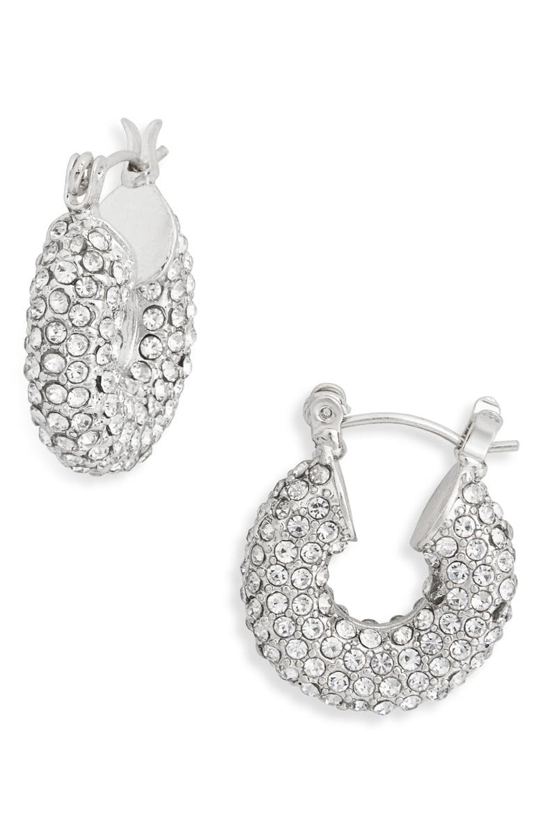 Tasha Crystal Donut Hoop Earrings, Main, color, Silver