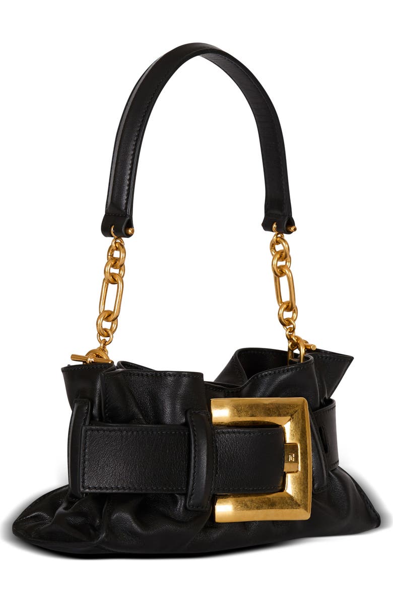Balmain Mini Anthem Shoulder bag in calfskin leather, Alternate, color, Black