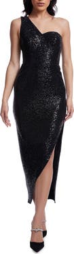 Dress the Population Magnolia One-Shoulder Asymmetric Sequin Cocktail Dress