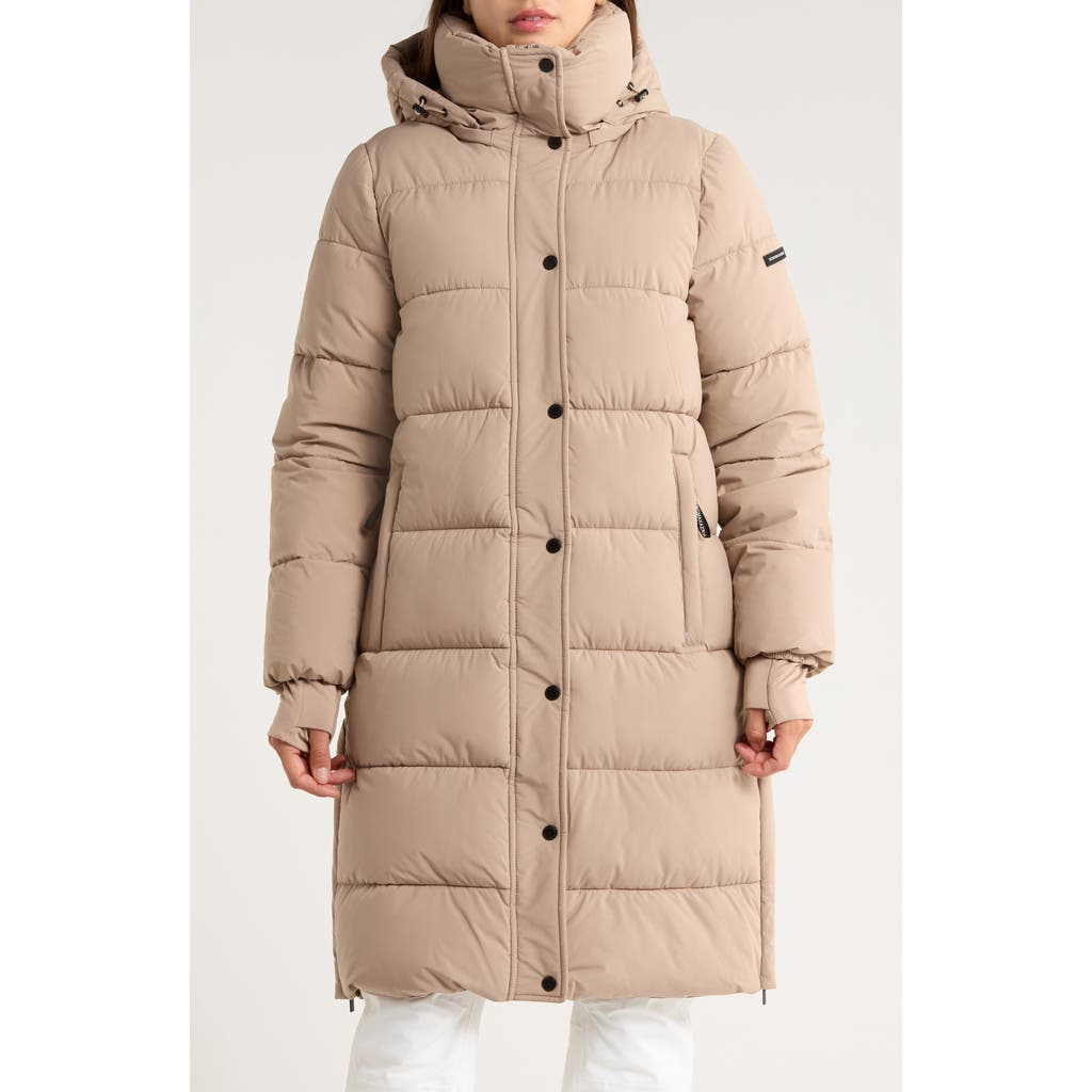 Bcbgeneration Pillow 3/4 Hooded Longline Puffer Coat In Multi