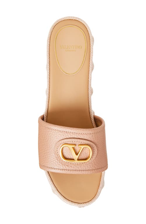 Valentino Garavani Vlogo Espadrille Platform Wedge Slide Sandal In Rose Cannelle
