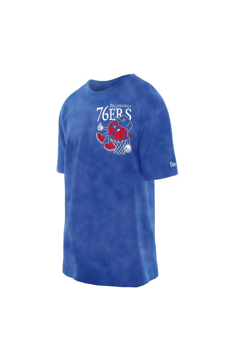 New Era Men's New Era Royal Philadelphia 76ers Old School Sport Enzyme Wash Oversized T-Shirt, Alternate, color, Royal