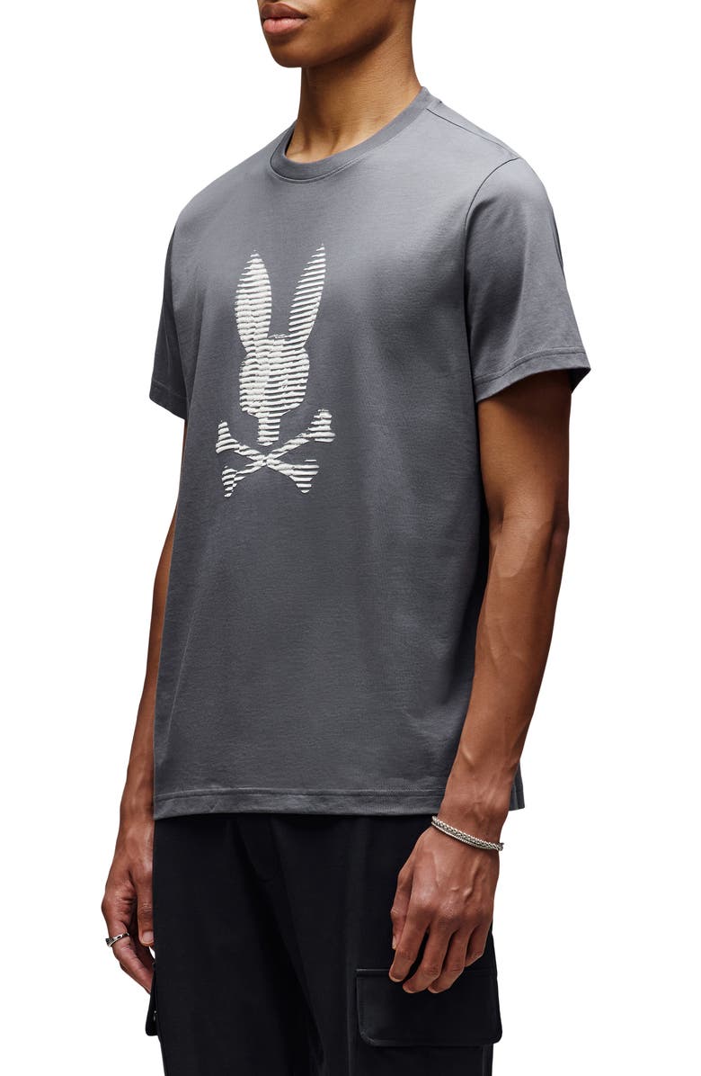 Psycho Bunny Grant Dimensional Bunny Pima Cotton Graphic T-Shirt, Alternate, color, Blackened Pearl