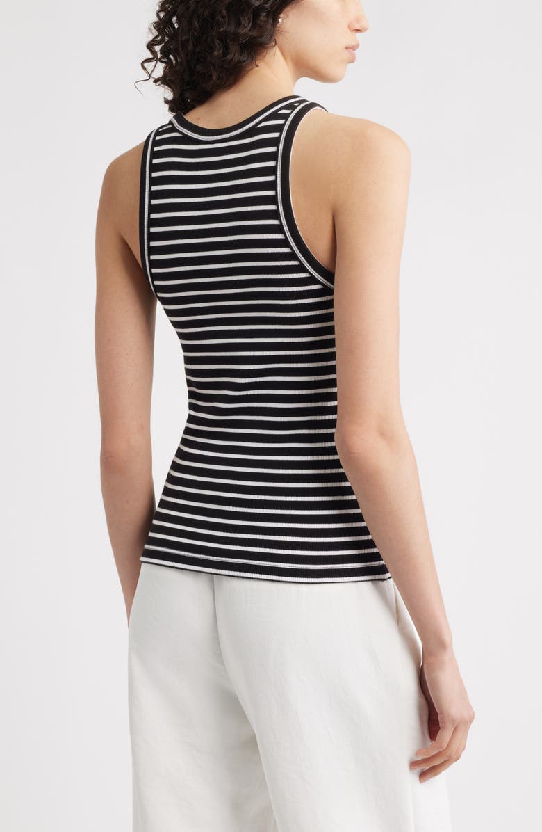 Nordstrom Everyday Cotton Rib Tank, Alternate, color, Black- White Elm Stripe