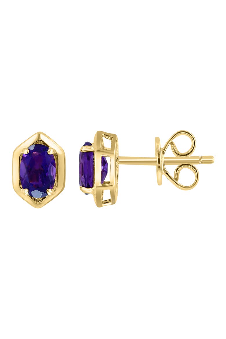 Oval Purple Amethyst Stud Earrings, Main, color, PURPLE