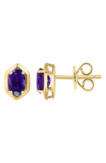 Oval Purple Amethyst Stud Earrings