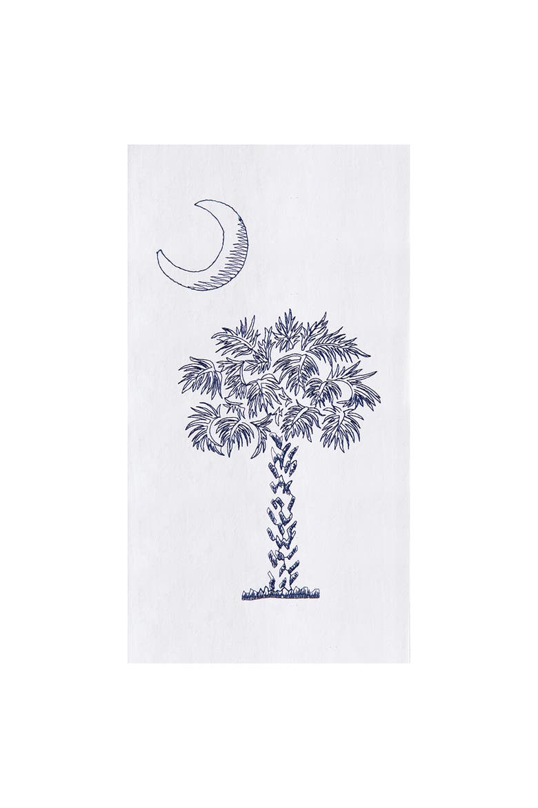 Palmetto Tree Flour Sack Cotton Kitchen Towel, Main, color, White