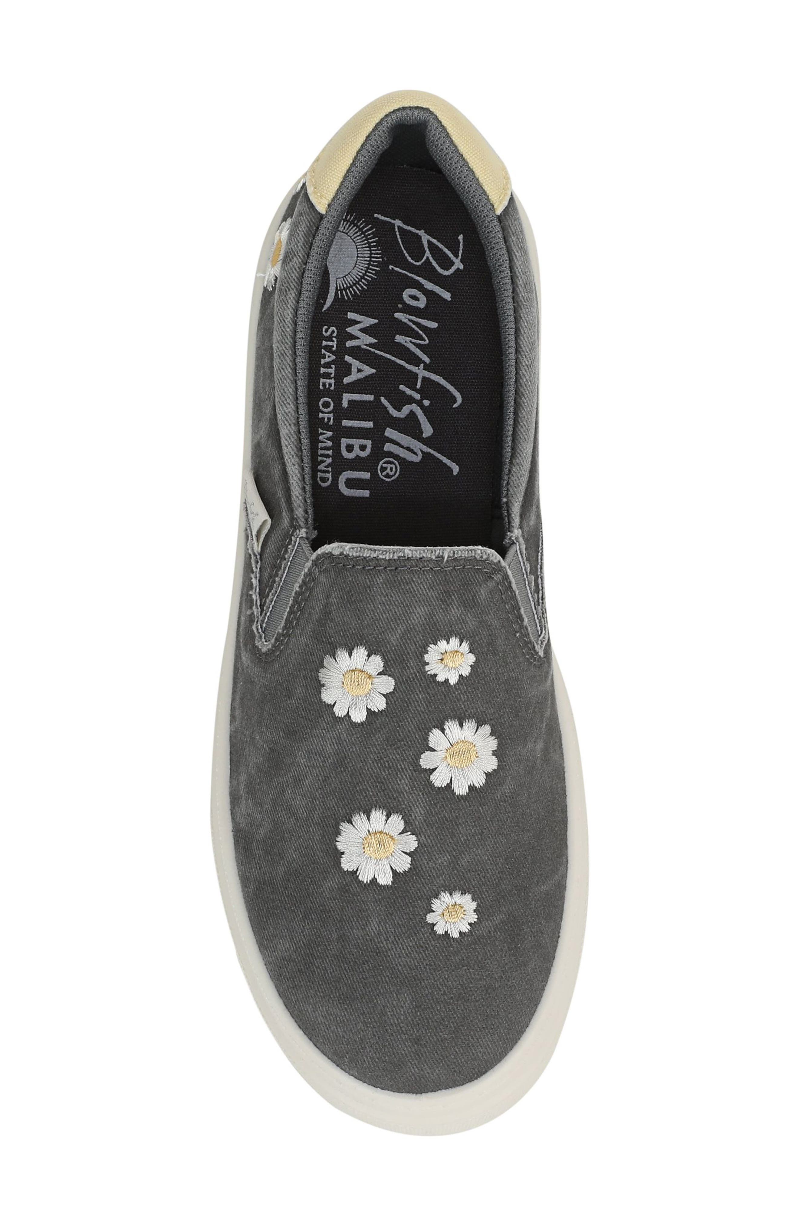 Blowfish Malibu Havasu Embroidered Slip-On Sneaker, Alternate, color, Charcoal Grey Daisy Canvas