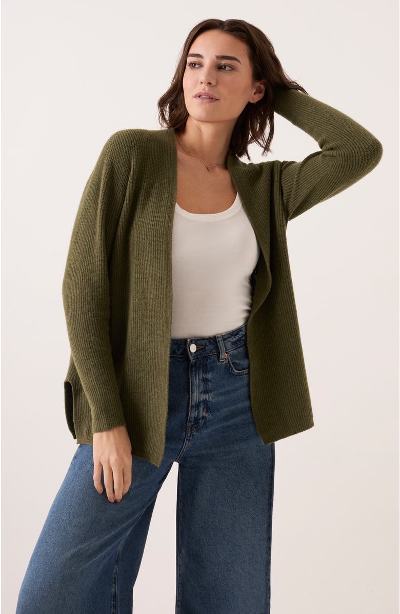 Celtic & Co. Longline Ribbed Cardigan, Alternate, color, Olive