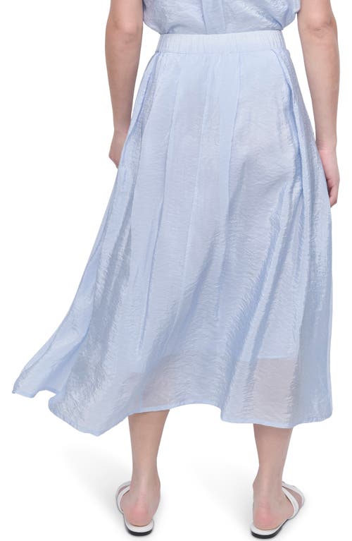 Shop Dkny Zip Front Crinkled Satin Skirt In Skyway Blue