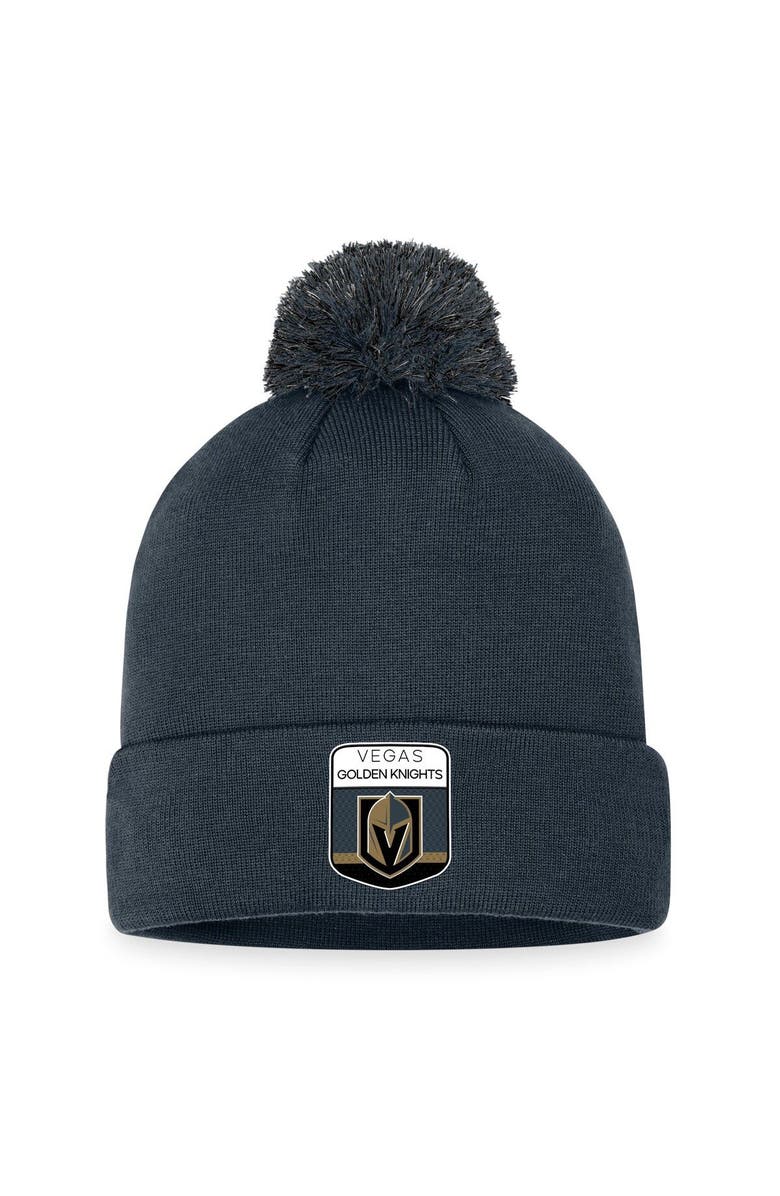 FANATICS Men's Fanatics Branded  Charcoal Vegas Golden Knights 2023 NHL Draft Cuffed Knit Hat with Pom, Main, color, Charcoal