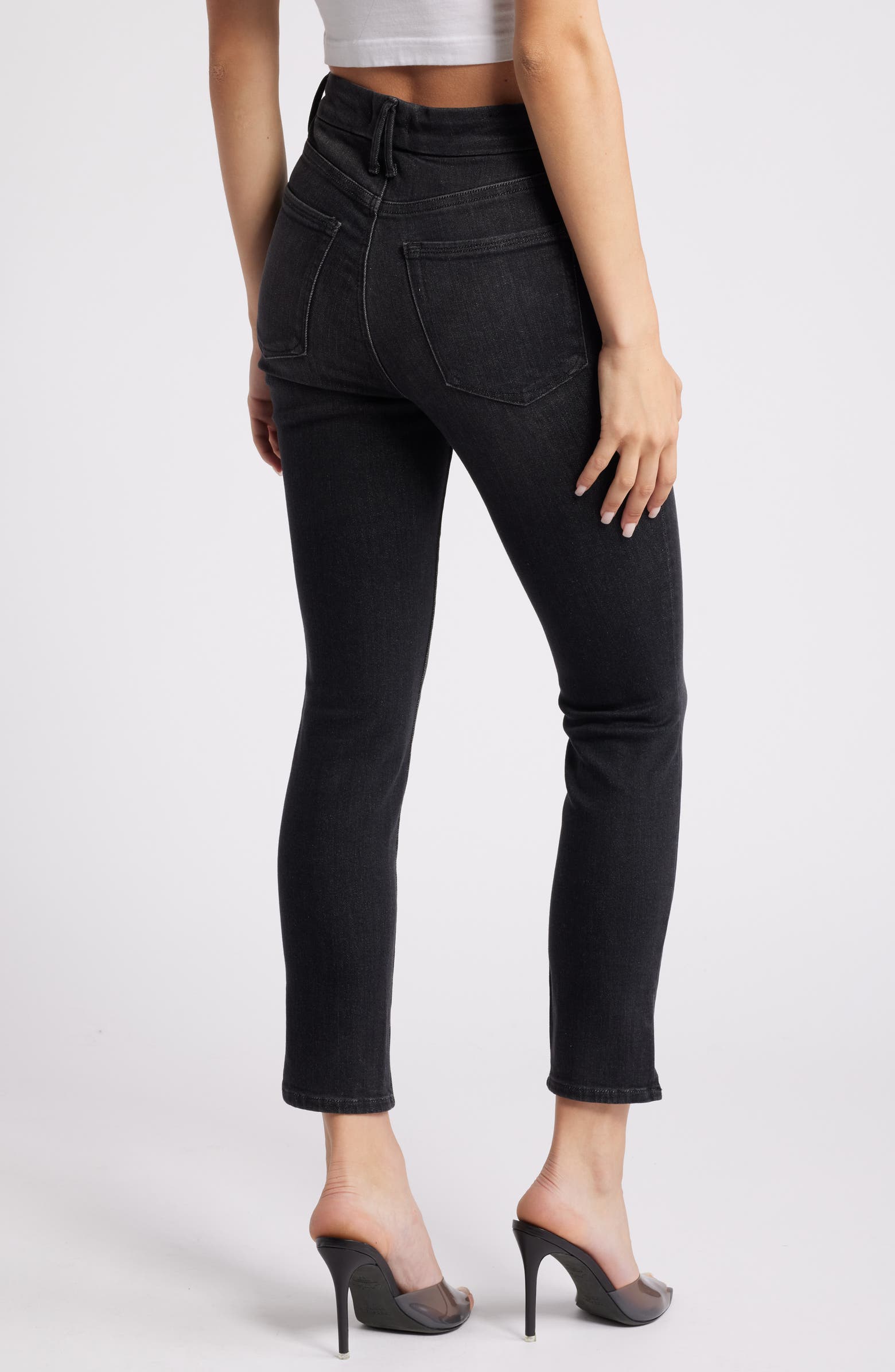 Good American Good Legs Button Fly Crop Straight Leg Jeans | Nordstromrack