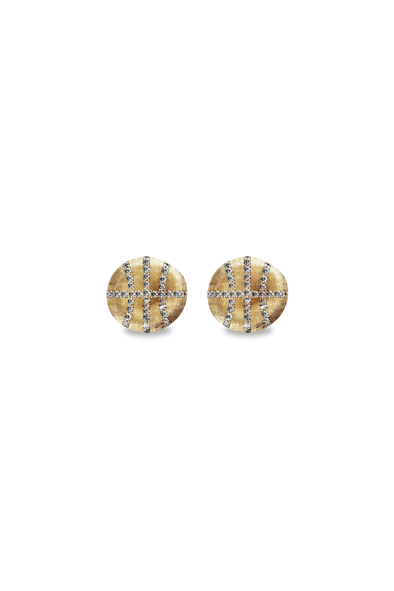 The Basketball Leaking Ball Diamond Pavé Earrings, Alternate, color, Gold / White Diamond