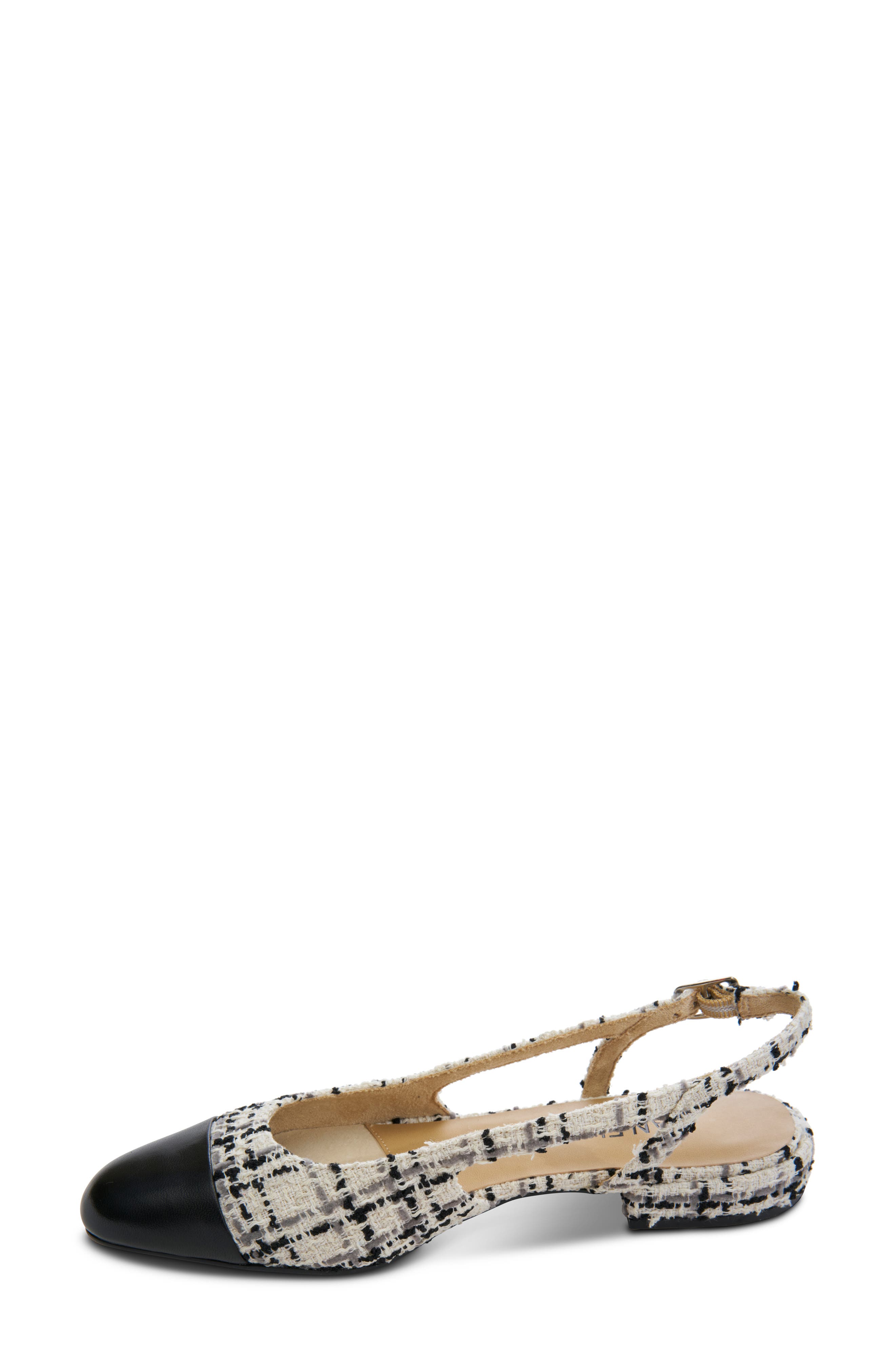 Tisha Cap Toe Slingback Flat, Alternate, color, OFF WHITE