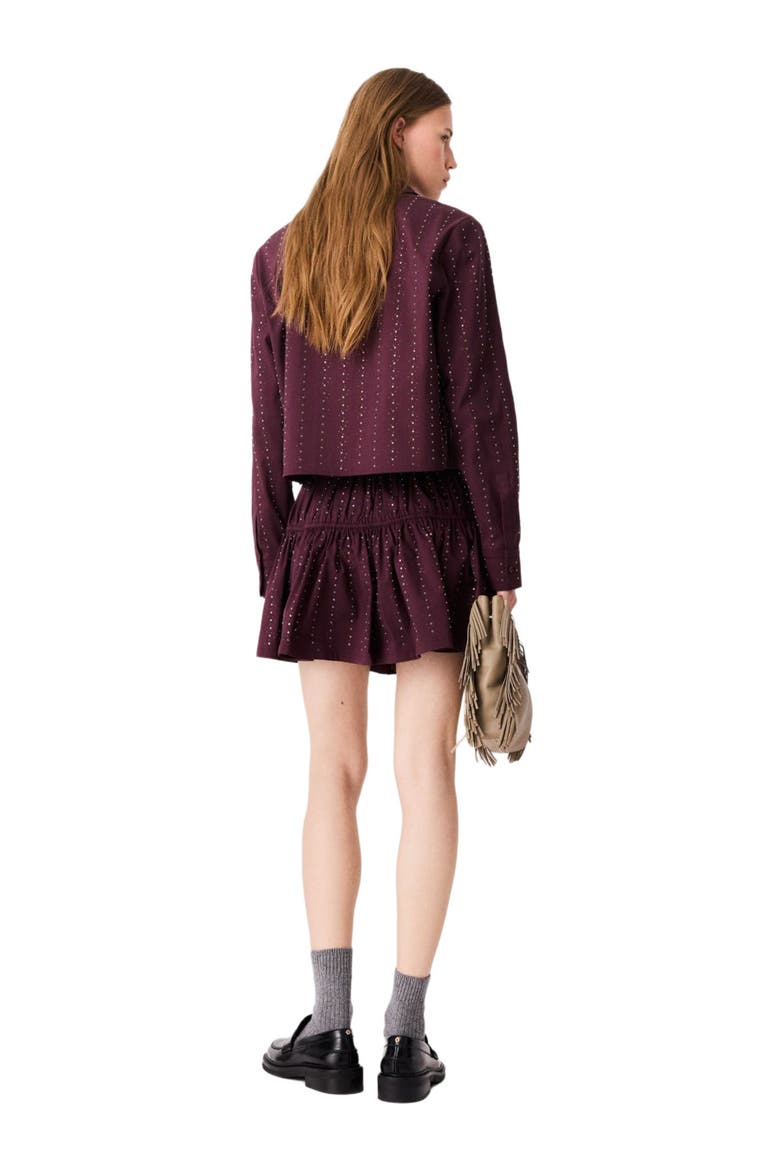 Short rhinestone cotton skirt, Alternate, color, Burgundy