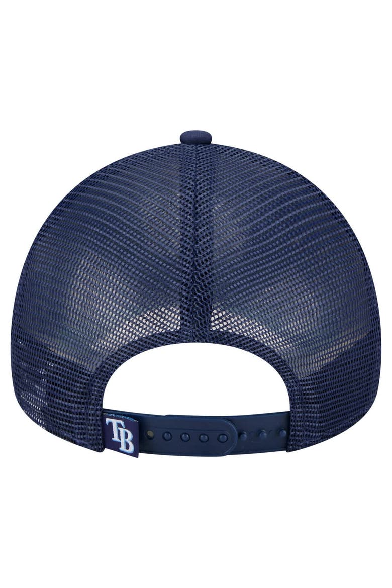 Men's New Era  Navy Tampa Bay Rays Distressed 9FORTY A-Frame Adjustable Trucker Hat, Alternate, color, Navy
