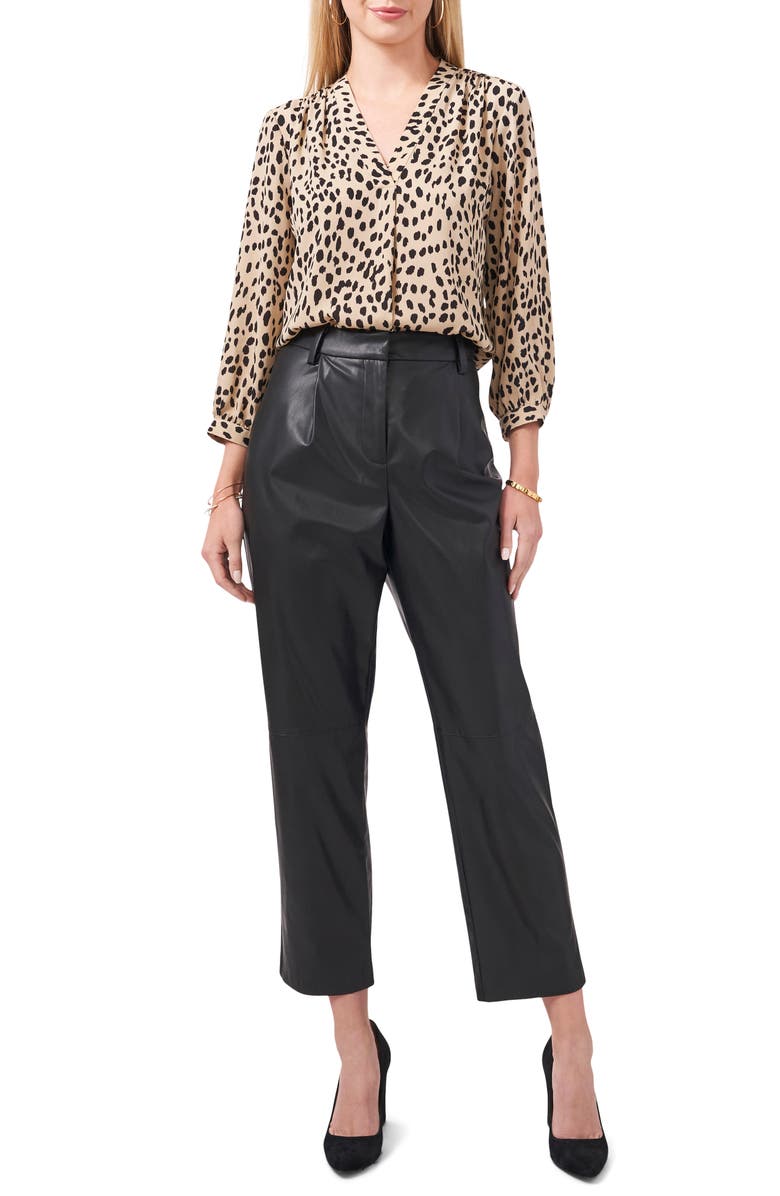 Vince Camuto Animal Reset V-Neck Blouse, Alternate, color, 