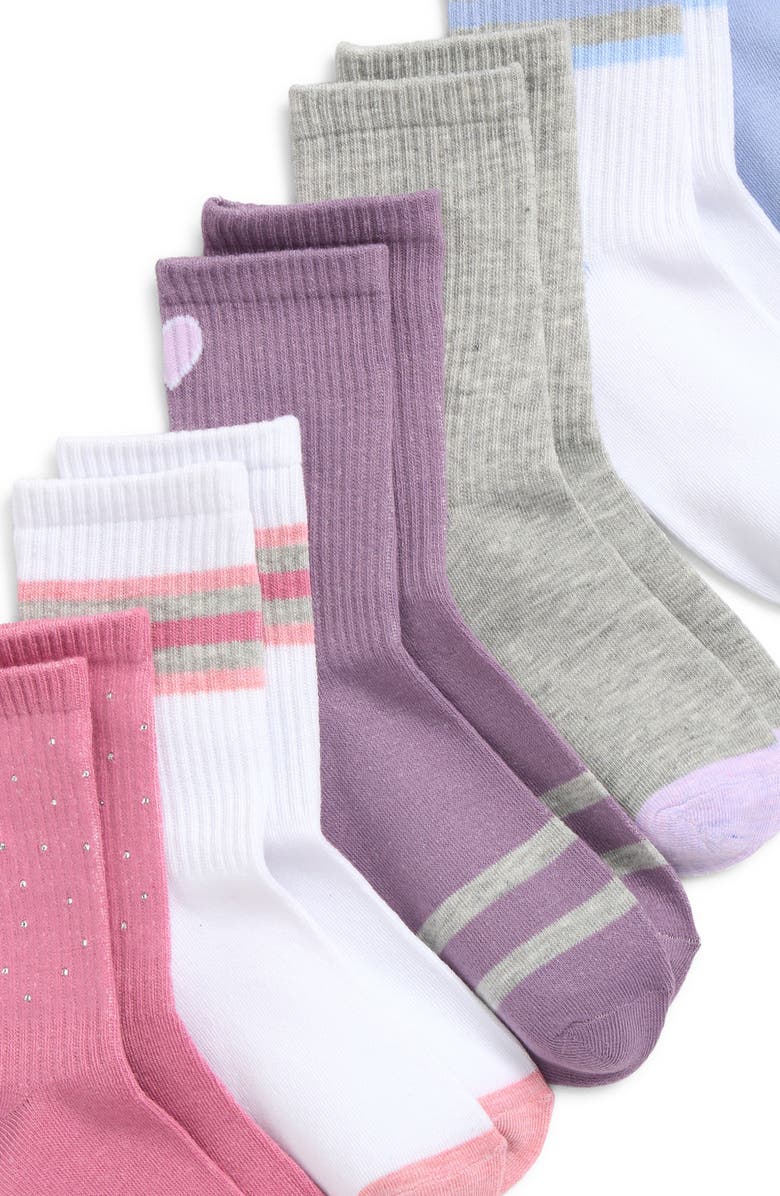 Capelli New York Kids' Tonal Icons Assorted 6-Pack Crew Socks, Alternate, color, Pink Combo
