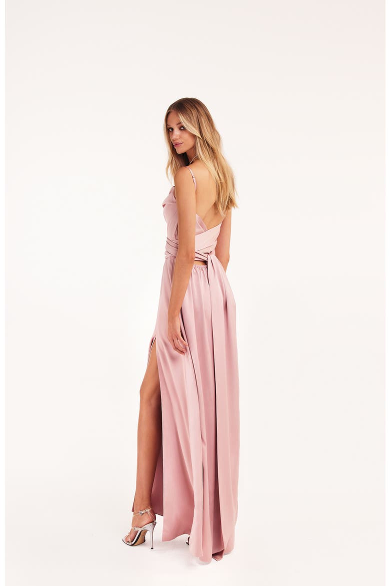 Boudoir Silk Slip Dress, Alternate, color, Misty Rose