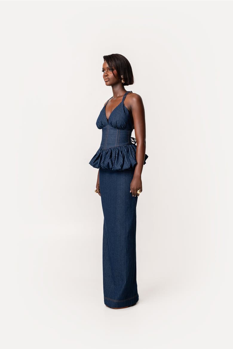 Adele Peplum Top, Alternate, color, Denim