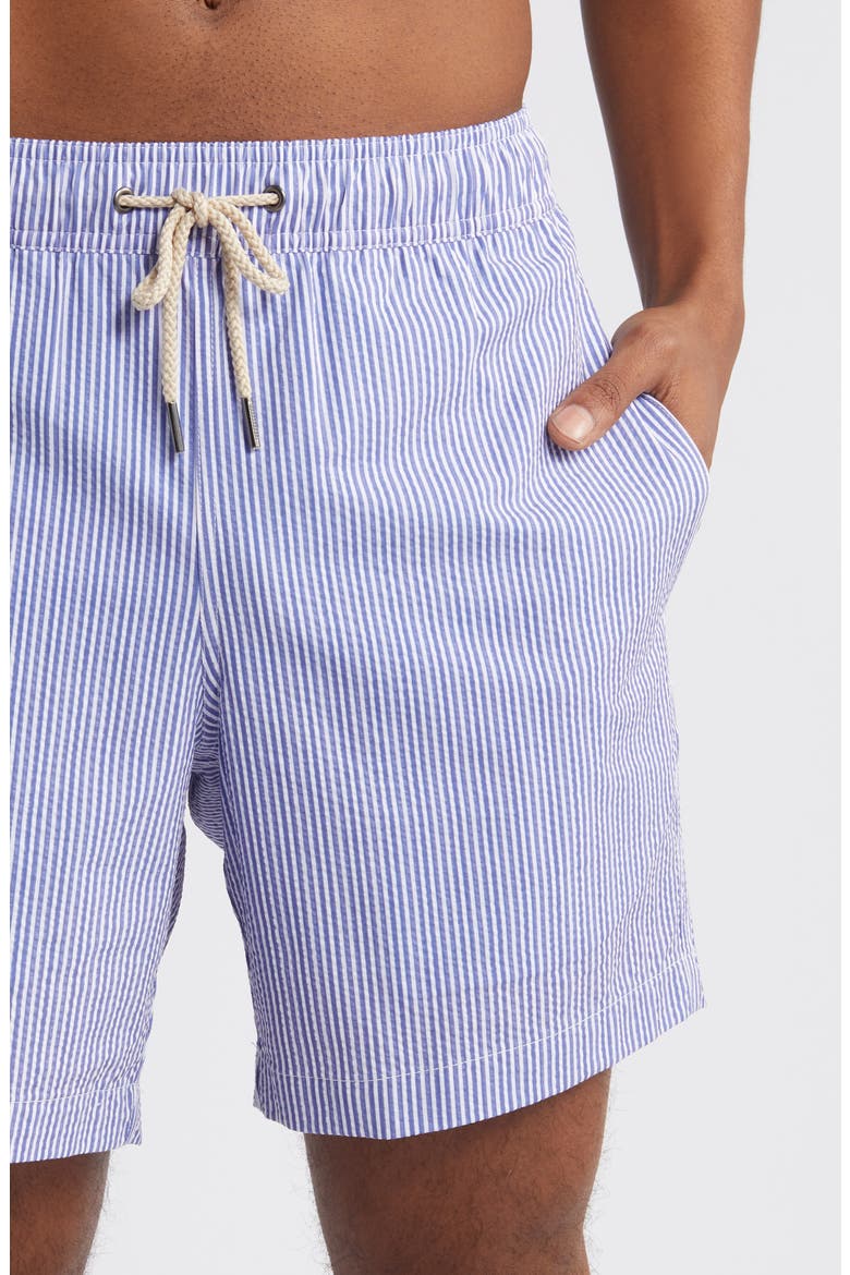 The Bayberry Medallion Print Water Repellent Swim Trunks, Alternate, color, LIGHT BLUE SEERSUCKER