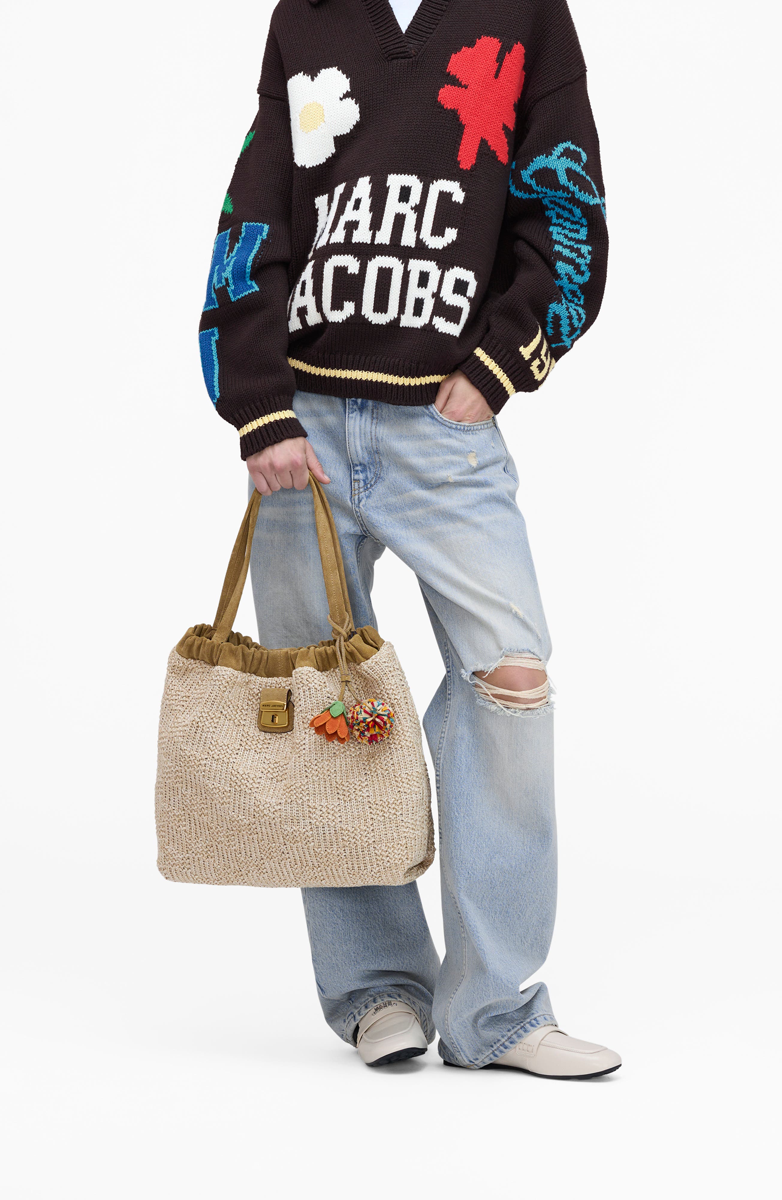 Marc Jacobs The Faux Raffia Tote, Alternate, color, Natural