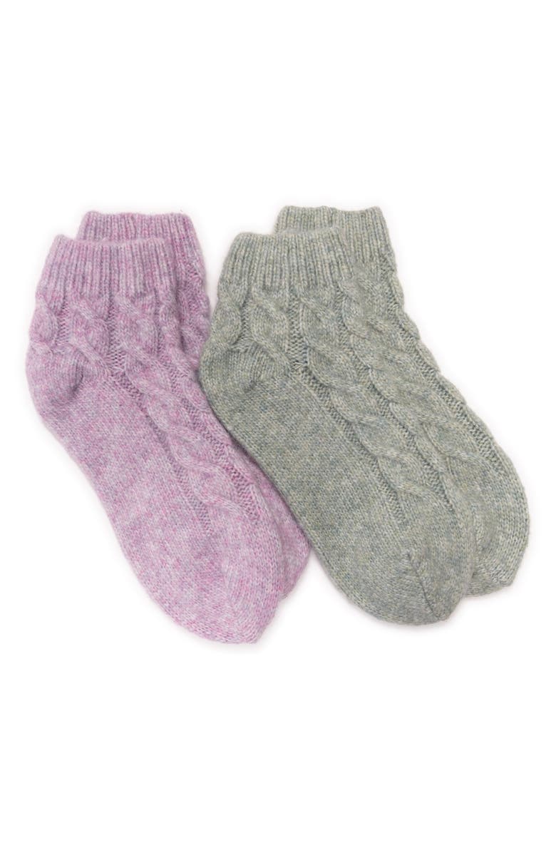 MUK LUKS Lounge Assorted 2-Pack Quarter Socks, Main, color, Purple-Zen Garden