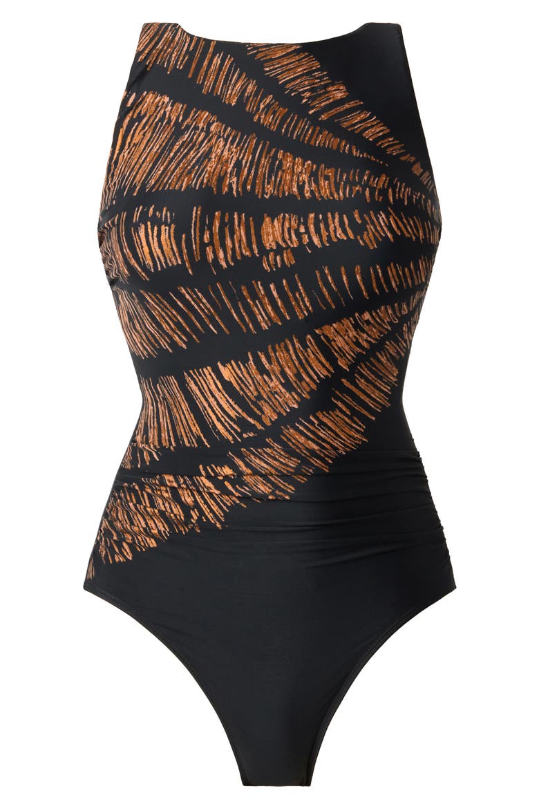 Costa D Oro Regatta One-Piece Swimsuit, Alternate, color, BLACK