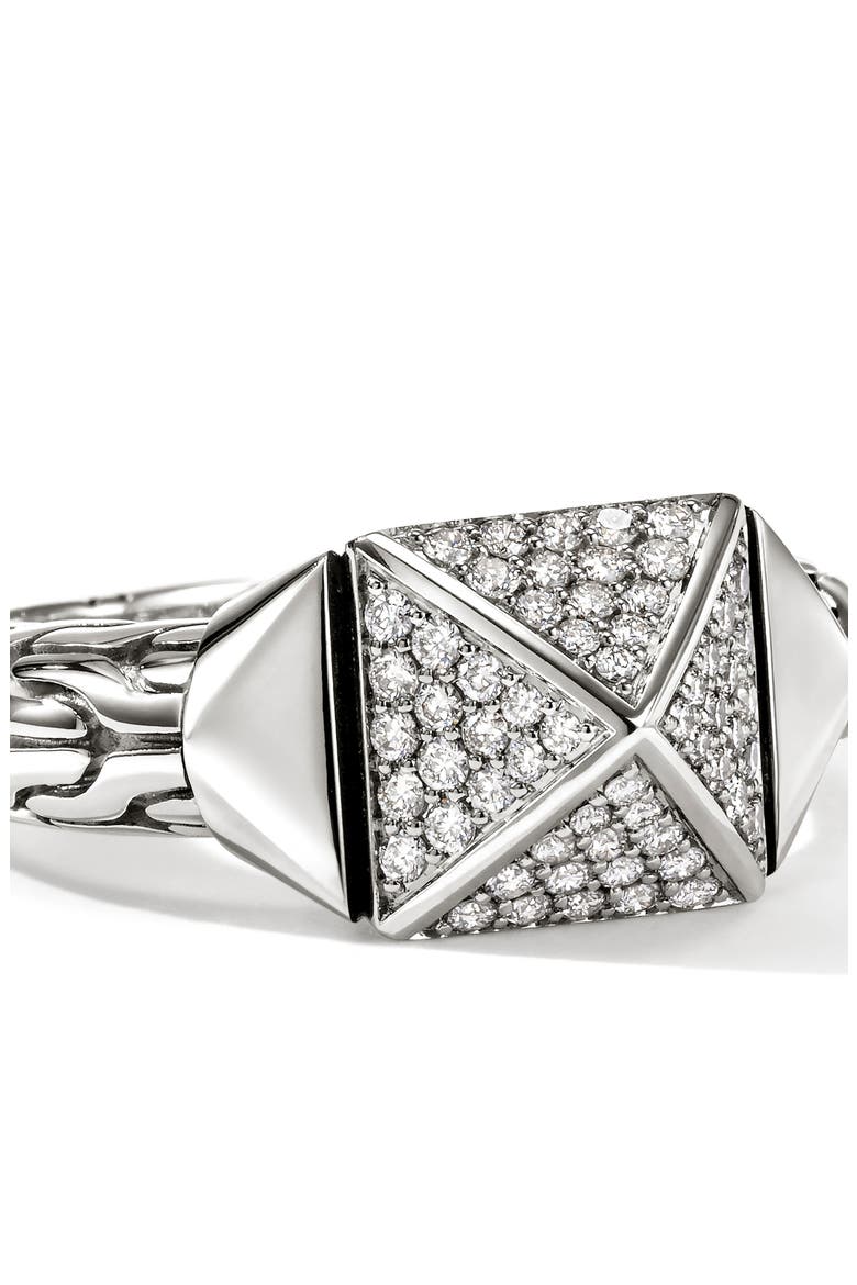 Icon Stud Ring with Pavé Diamonds, Alternate, color, SILVER