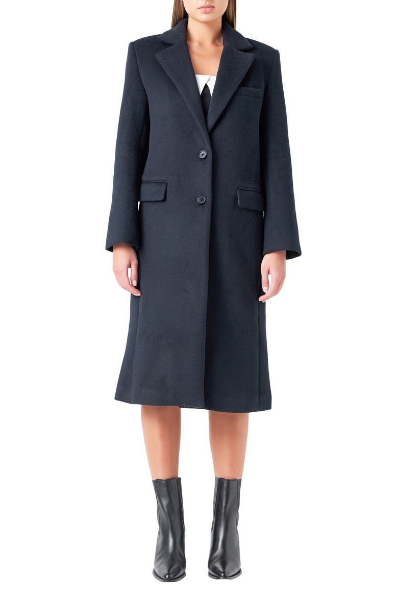 Wool Blend Trench Coat, Main, color, NAVY