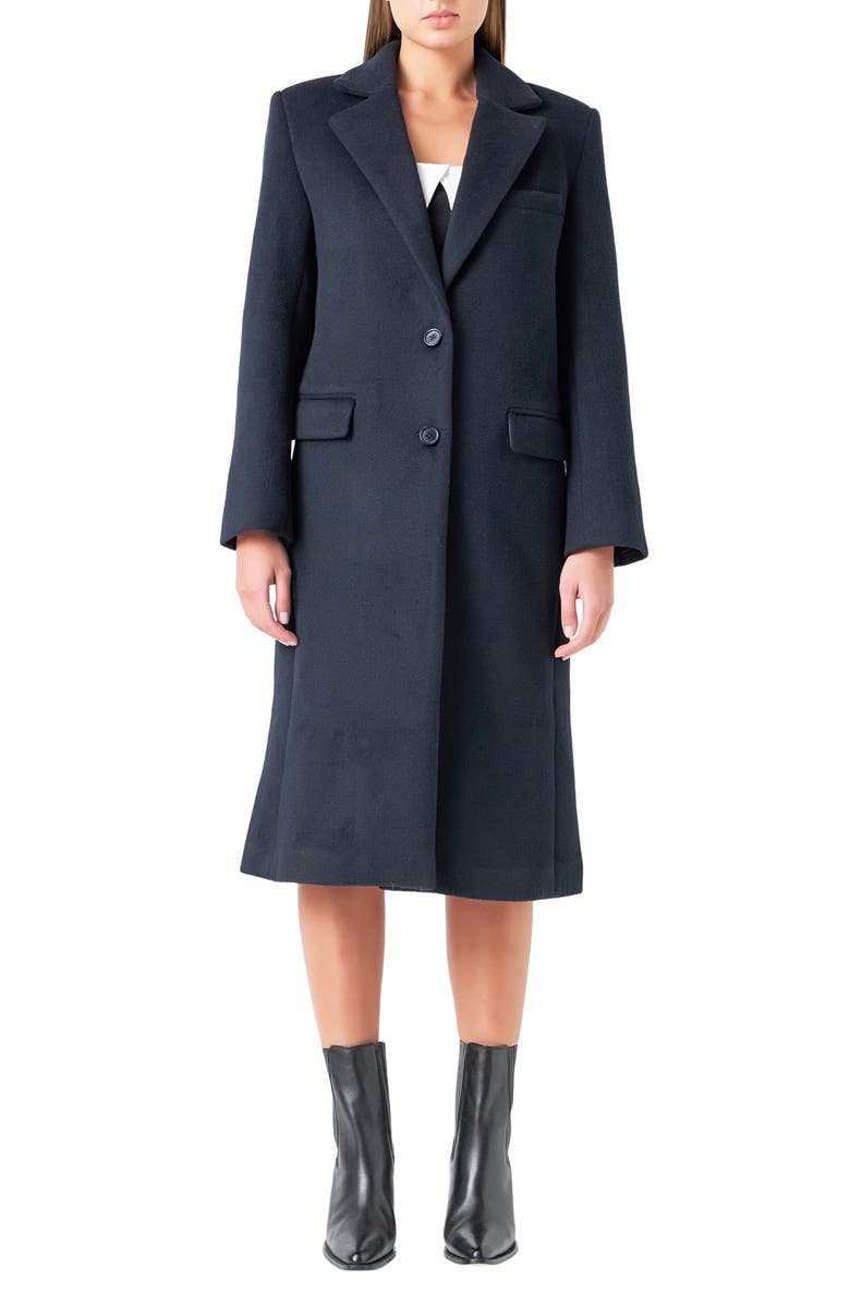 Grey Lab Wool Blend Trench Coat, Main, color, Navy
