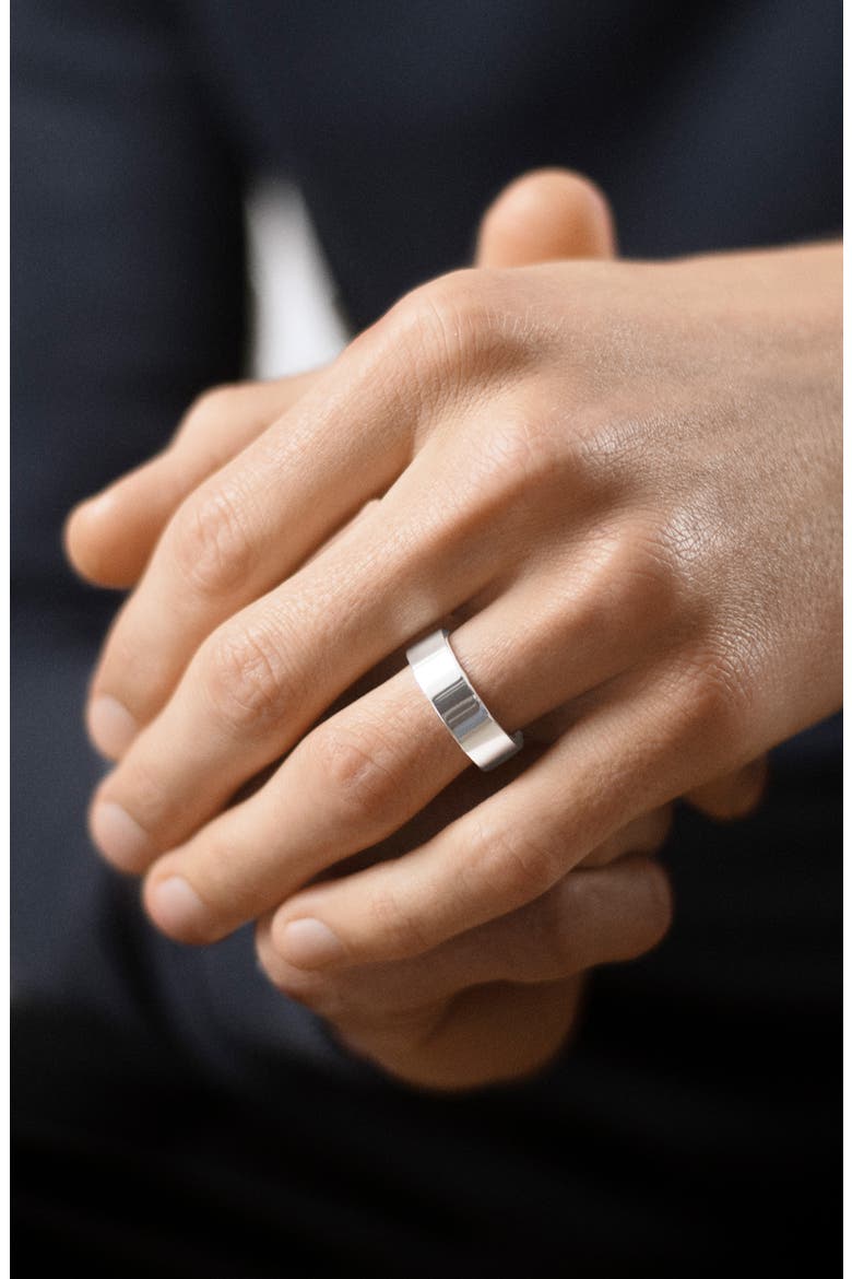 Men's Ribbon 9G Sterling Silver Band Ring, Alternate, color, SILVER