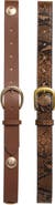 Steve Madden Set of 2 Faux Leather & Faux Snakeskin Belts