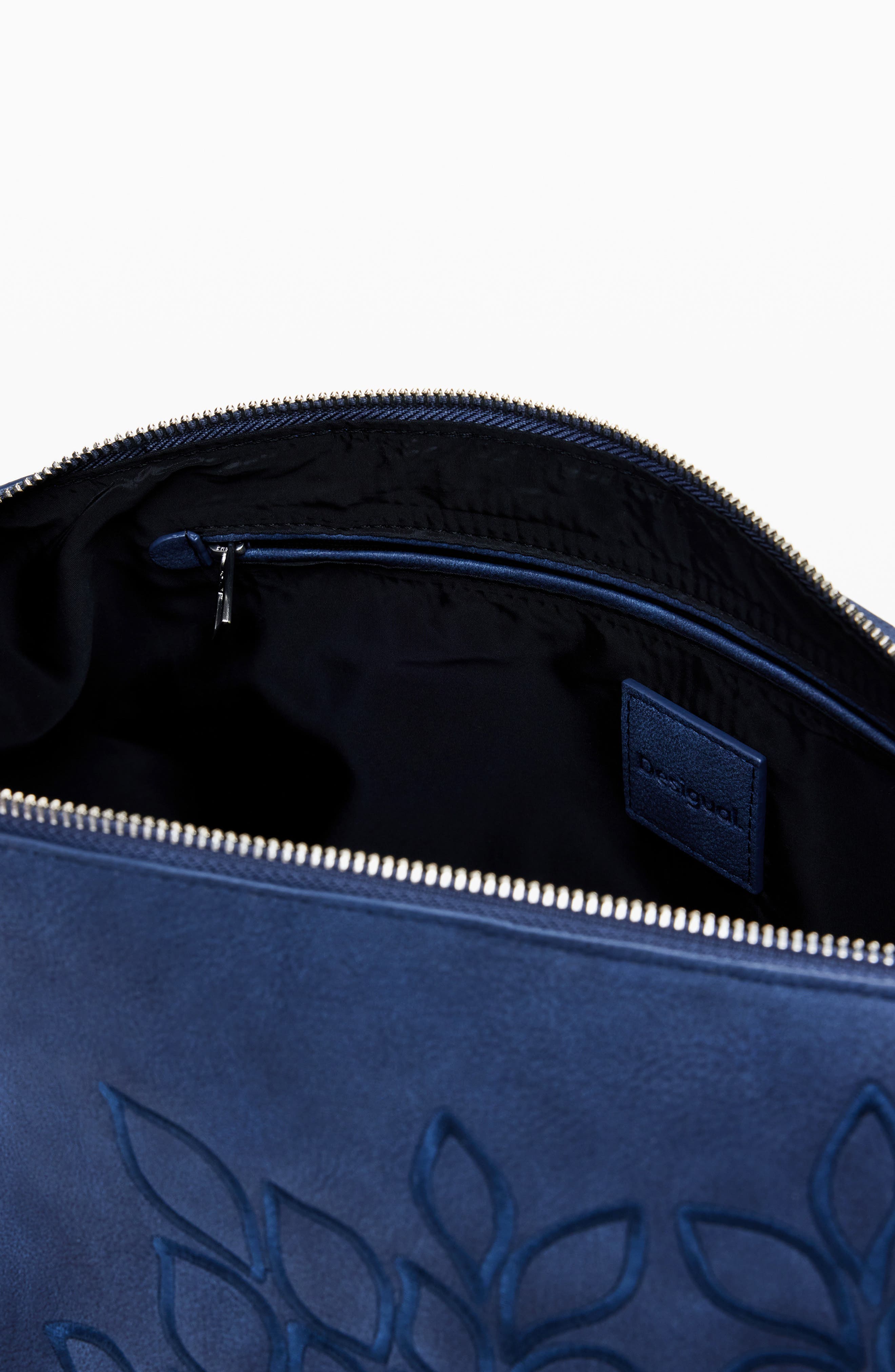 Desigual Mandala Embossed Faux Leather Shoulder Bag, Alternate, color, Dark Blue