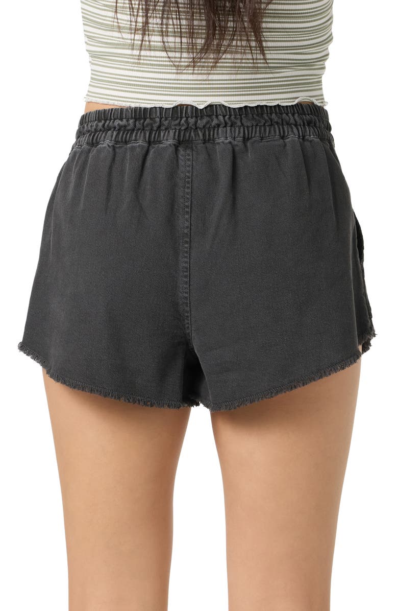 O'Neill Sevie Drawstring Cotton Twill Shorts, Alternate, color, Washed Black