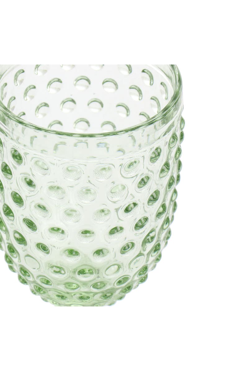 MARTHA STEWART 6 Piece 14.2 Ounce Clear Glass Hobnail Goblet Drinkware Set, Alternate, color, Green